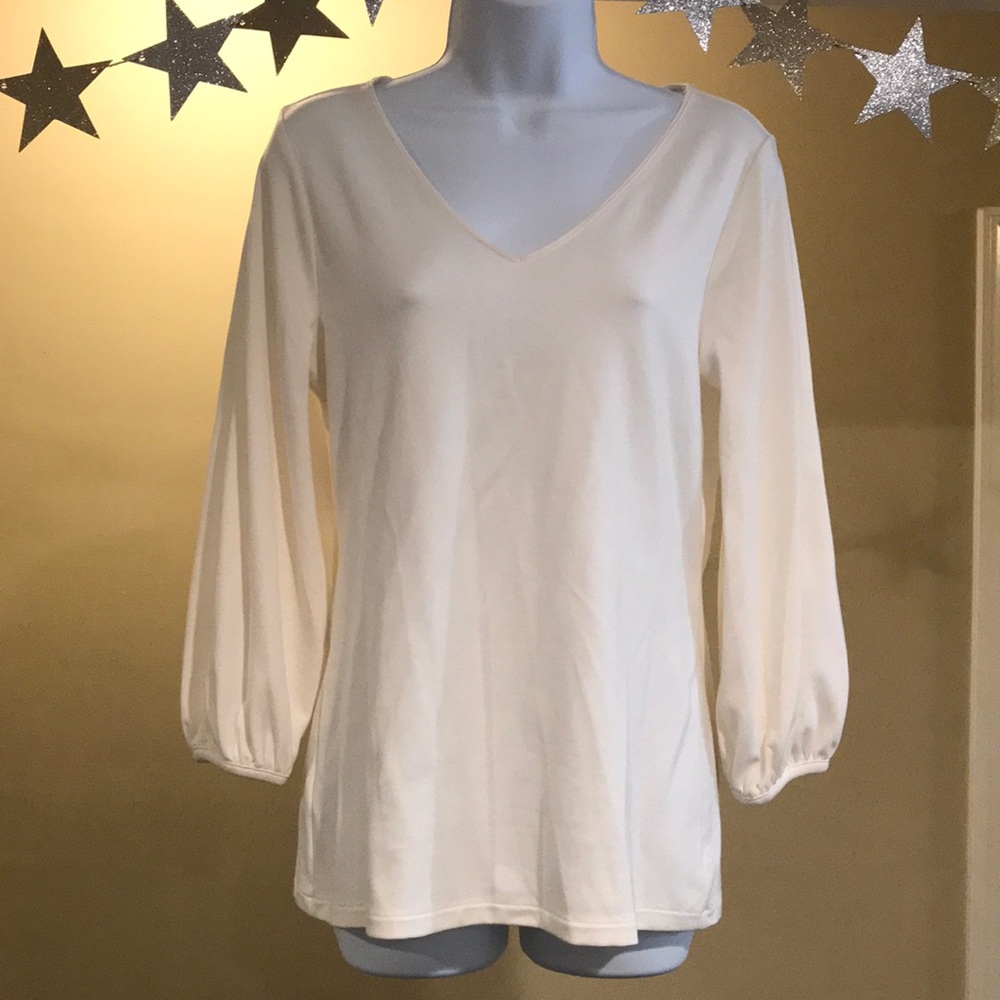 Ann Taylor Stretch Knit V Neck Top EUC